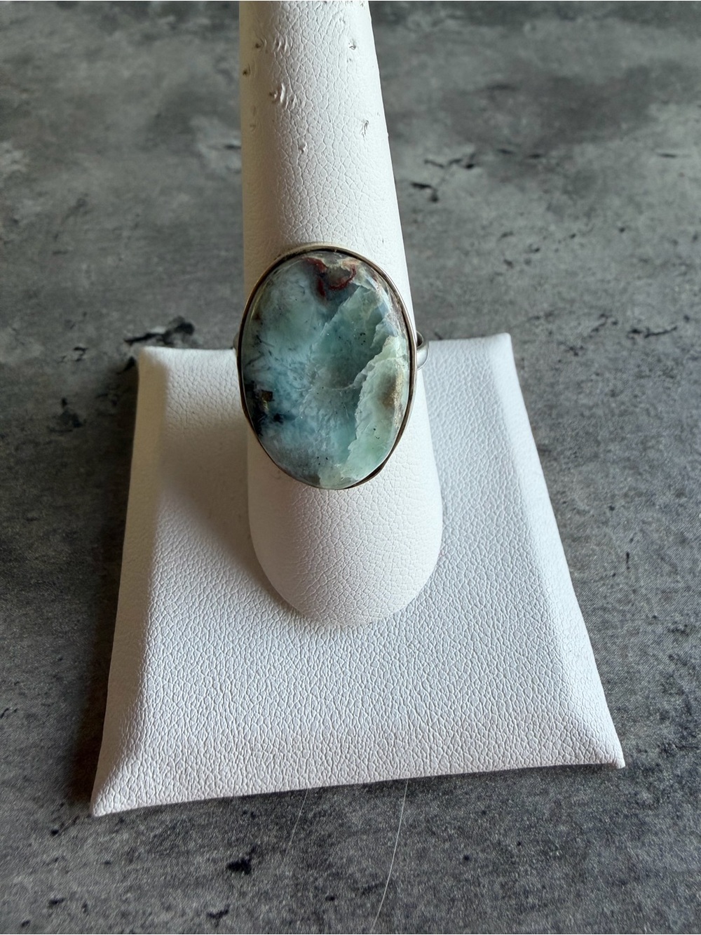 Larimar and Sterling Silver Oval Ring - Sz 9